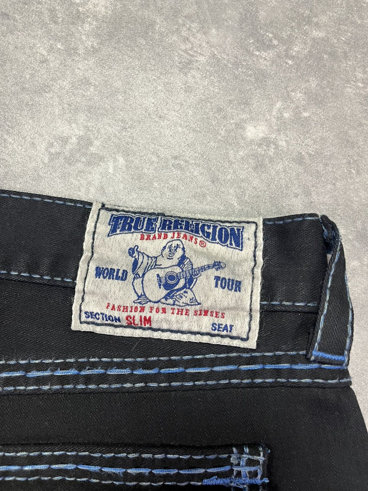 True Religion True Religion Slim Black / Blue Stitch Flaps Denim Jeans 40 Size US 40 / EU 56 - 16 Thumbnail