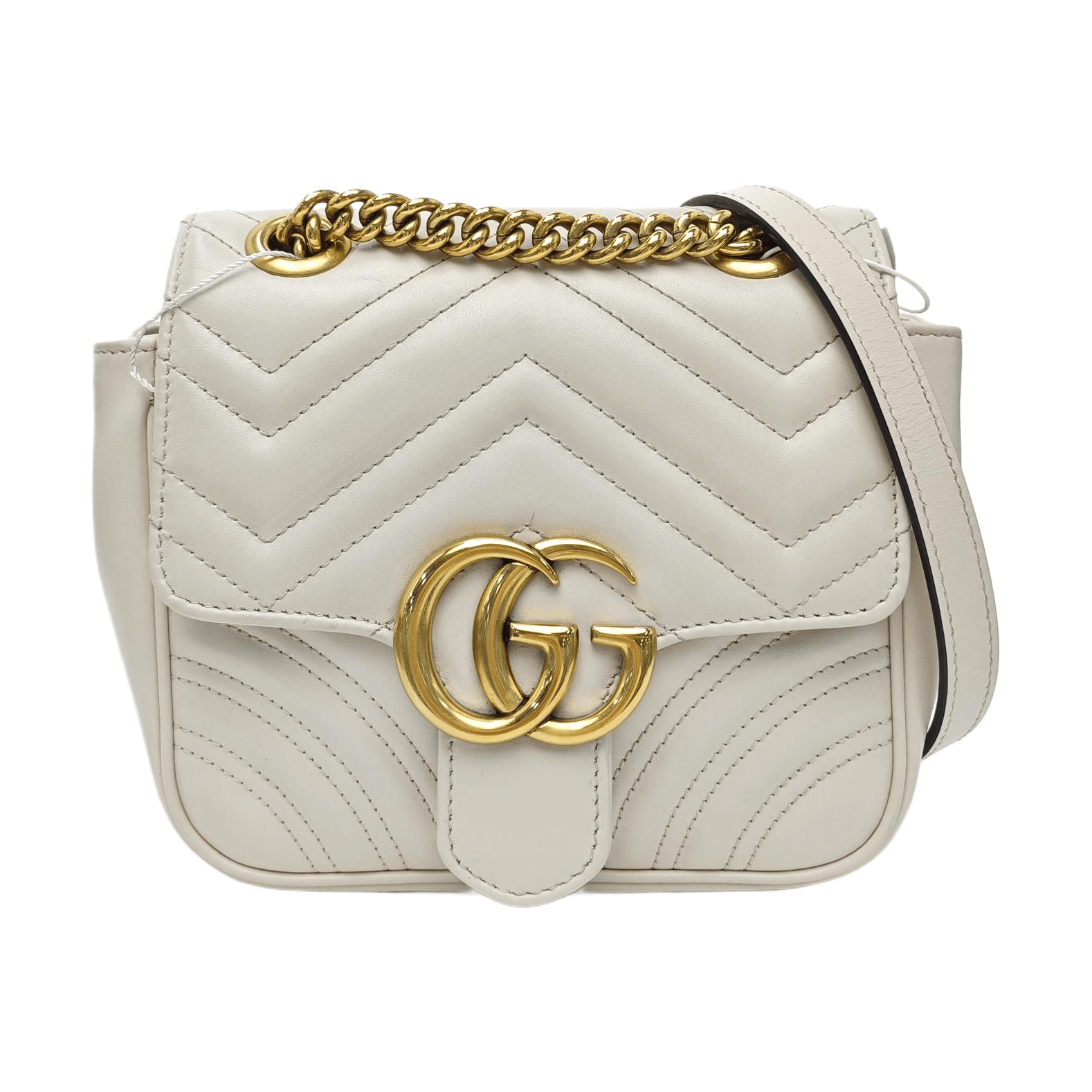 Gucci Gucci White GG Marmont Mini Leather Shoulder Bag Size ONE SIZE - 1 Thumbnail