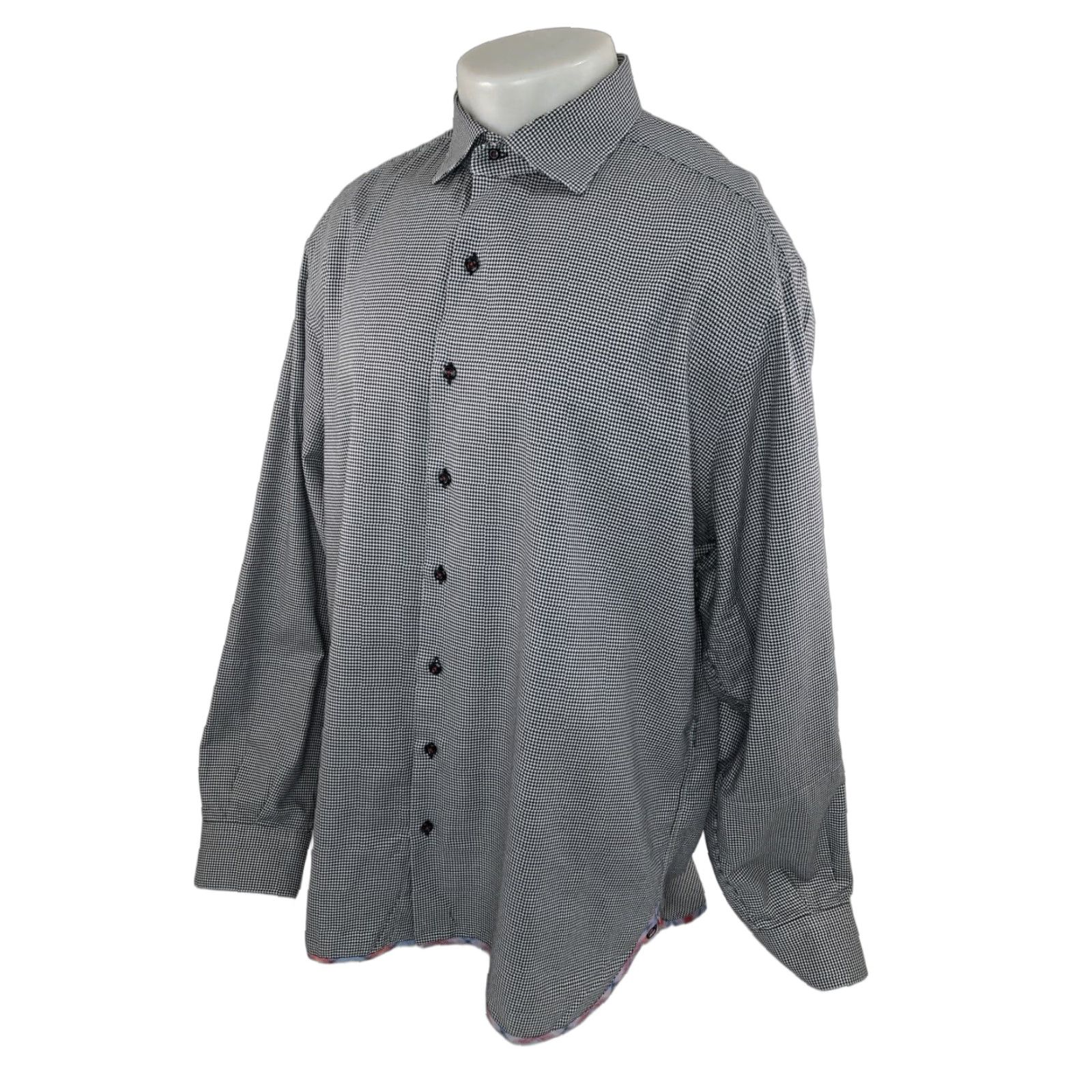Vintage HAMMER MADE HOUNDSTOOTH Mens Shirt 48 / 185 / XL Flip Cuff Shine Button-Up Long Sleeve Black White Vintage? Size US S / EU 44-46 / 1 - 1 Thumbnail