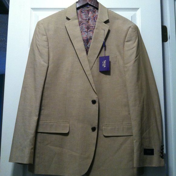 Tallia TALLIA MEN'S NEW TAN 100%COTTON SPORT JACKET COAT SIZE: L Size US L / EU 52-54 / 3 - 4 Thumbnail