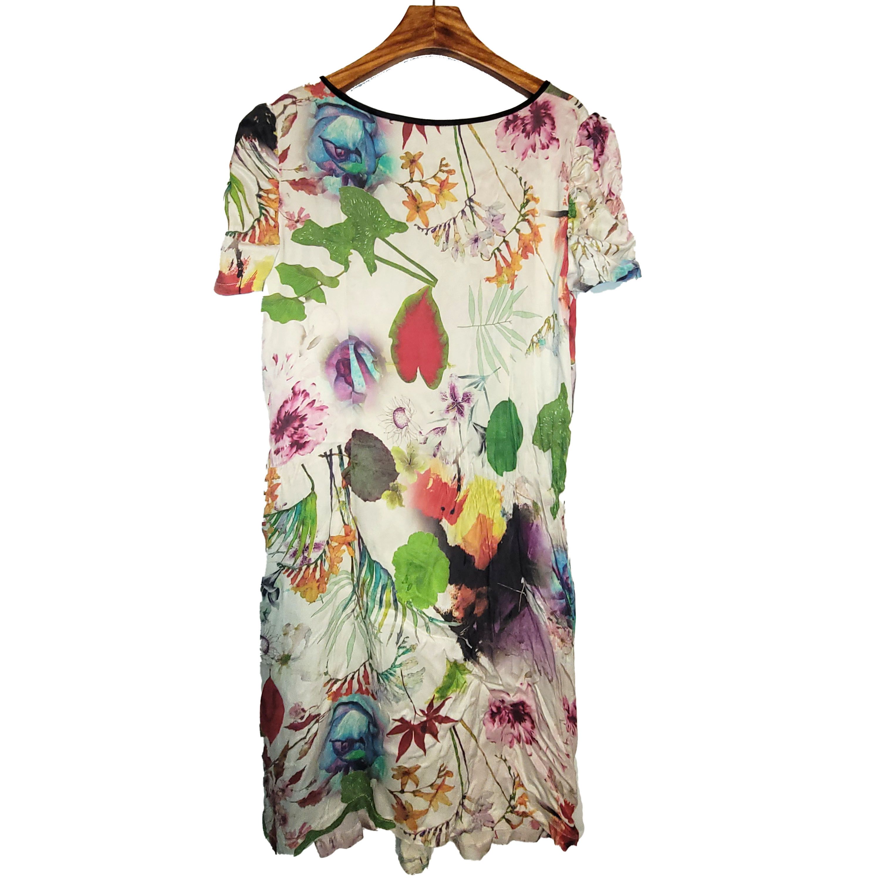 Other Women's 100% Silk Size L Short Sleeve Dress SAE928 Size L / US 10 / IT 46 - 2 Thumbnail