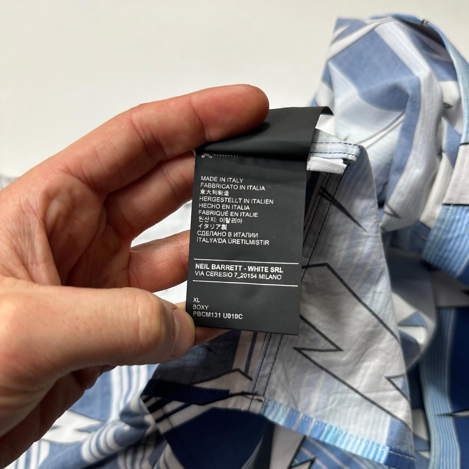 Neil Barrett Neil Barrett 2023 Boxy Cuban Split Lightning Bolt Shirt - XL Size US XL / EU 56 / 4 - 8 Thumbnail
