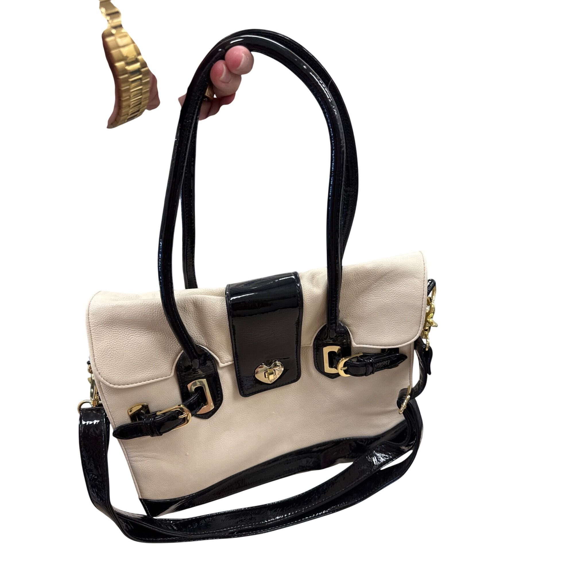 Betsey Johnson Betsey Johnson Womens Cream & Black Crossbody Purse 10x12 SK Size ONE SIZE - 14 Thumbnail