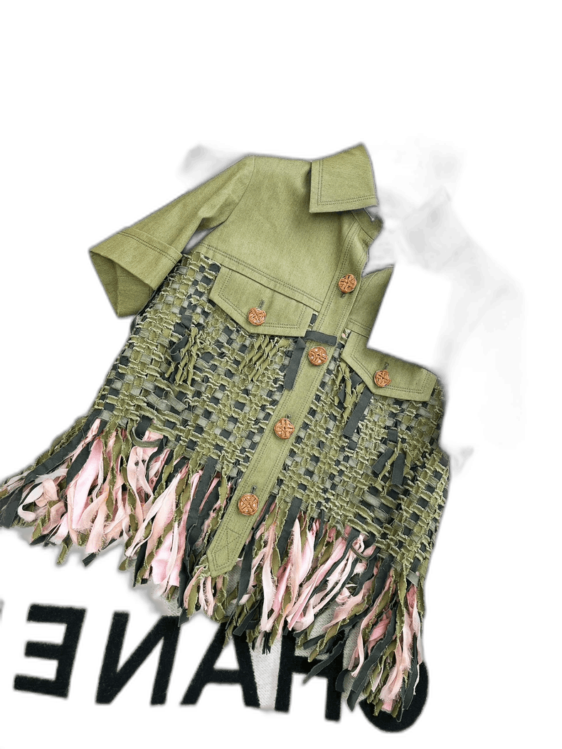 Chanel Chanel Green Flap Fringe Short Sleeve Set Size S / US 4 / IT 40 - 1 Thumbnail