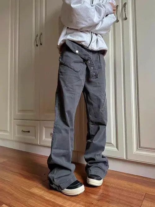 VIBE Vintage Street Y2K Belt Pocket Loose Casual Jeans Size US 32 / EU 48 - 6 Thumbnail