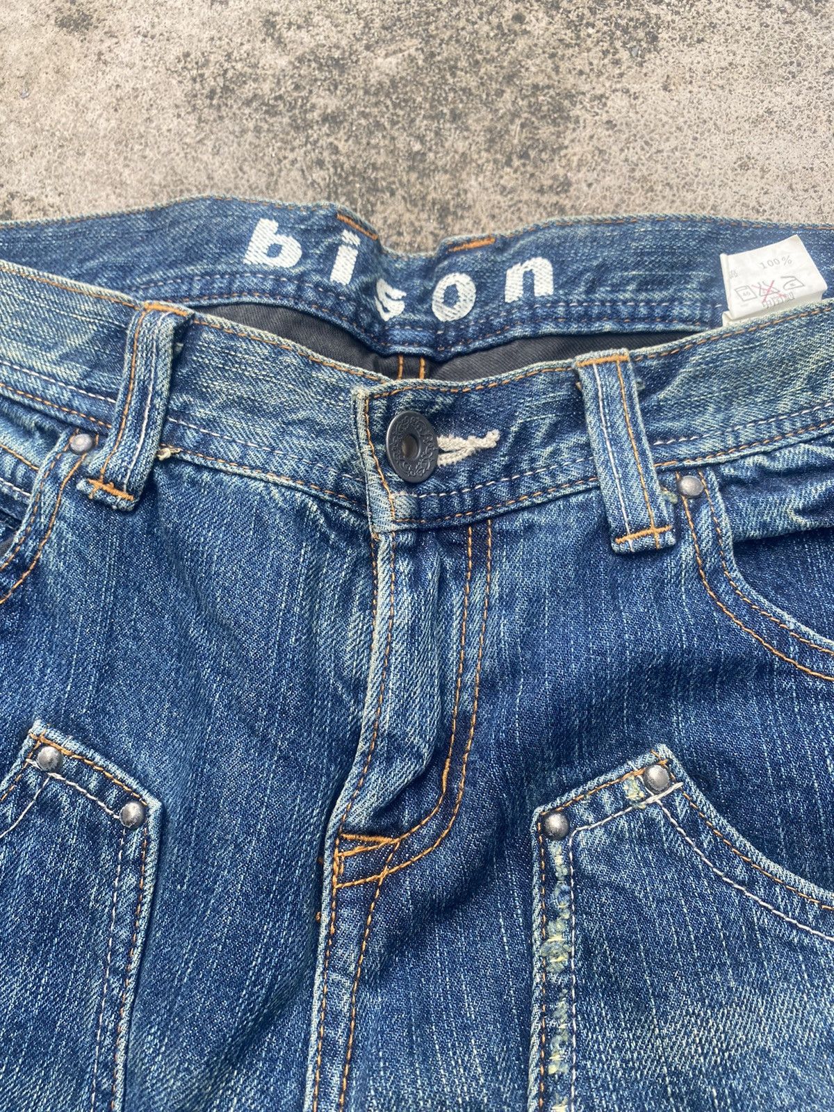If Six Was Nine × Japanese Brand Flare Jeans Bison Double Knee Multipocket Size US 31 - 11 Thumbnail