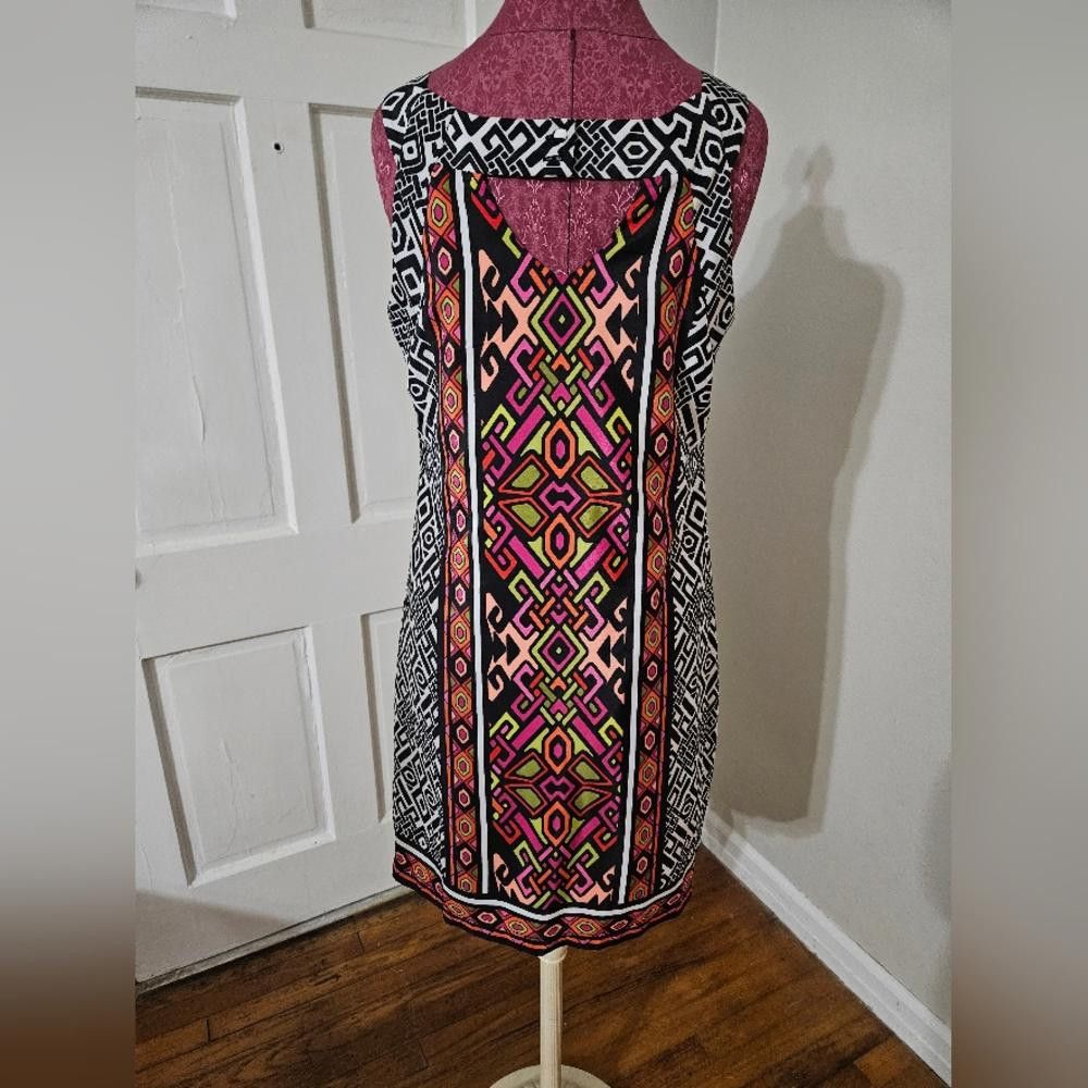 Designer Vibrant Geometric Pattern Dress - Size Medium Size XL / US 12-14 / IT 48-50 - 4 Thumbnail