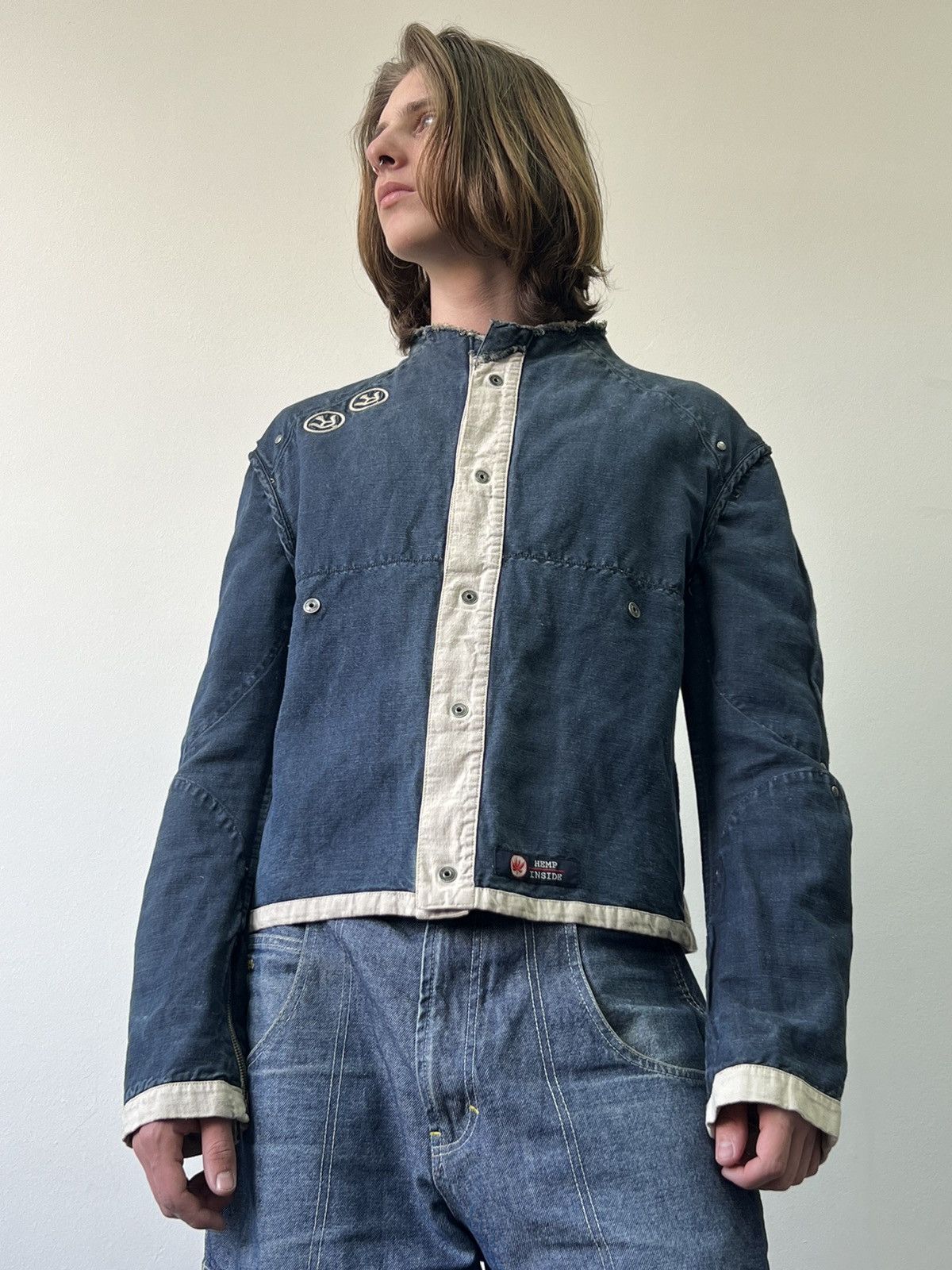 Emporio Armani Archive 2 sides Armani Jeans Vintage Hemp Denim Jacket Size US L / EU 52-54 / 3 - 3 Thumbnail