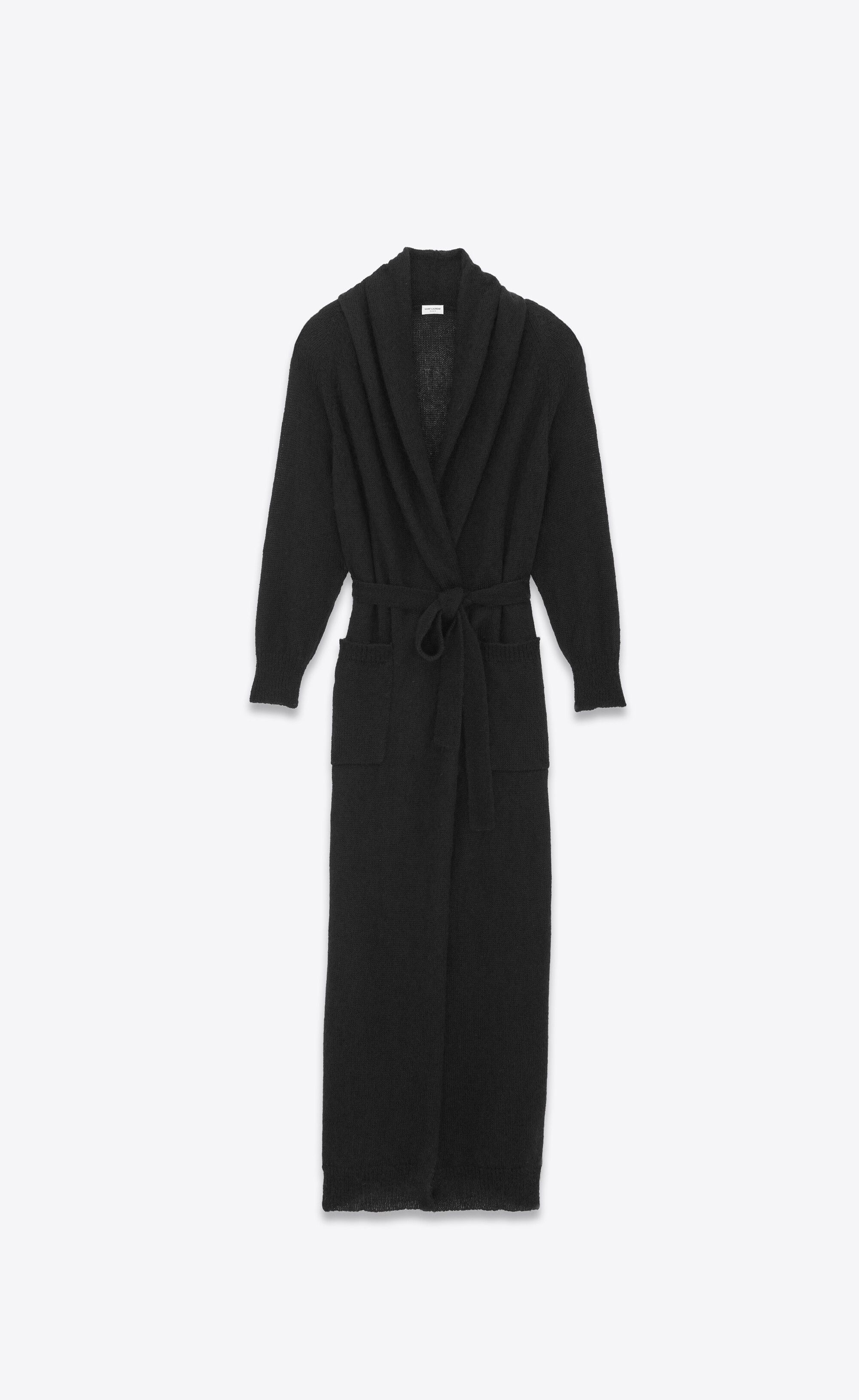 Saint Laurent Paris o1s1wg111224 Maxi Cardigan in Mohair in Black Size XXL / US 16-18 / IT 52-54 - 1 Thumbnail
