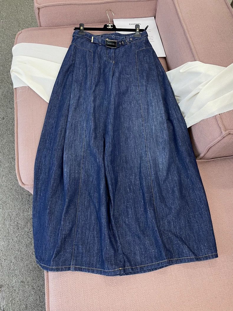 Chanel Chanel Blue Wide-Leg Denim Jeans Size US 38 / EU 54 - 1 Thumbnail