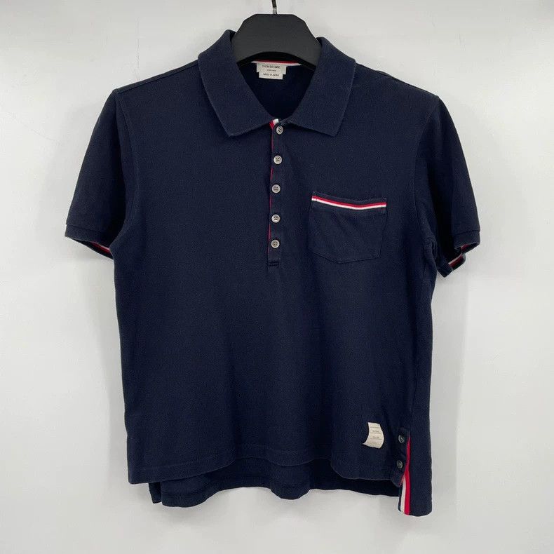 Thom Browne Thom Browne Navy Short Sleeve Polo-dmc Size US M / EU 48-50 / 2 - 1 Thumbnail