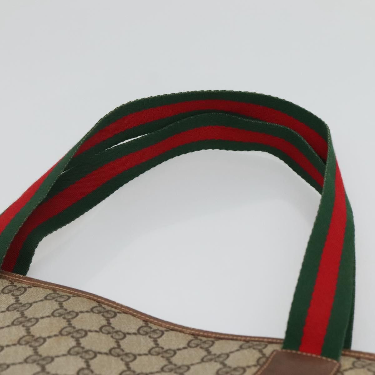 Gucci GUCCI GG Supreme Web Sherry Line Tote Bag Pvc Beige Green Size ONE SIZE - 8 Thumbnail