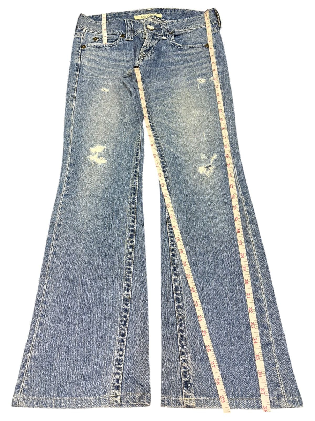 Uniqlo Vintage Japanese Uniqlo Faded Wash Distress Flare Jeans Size 29" - 7 Thumbnail