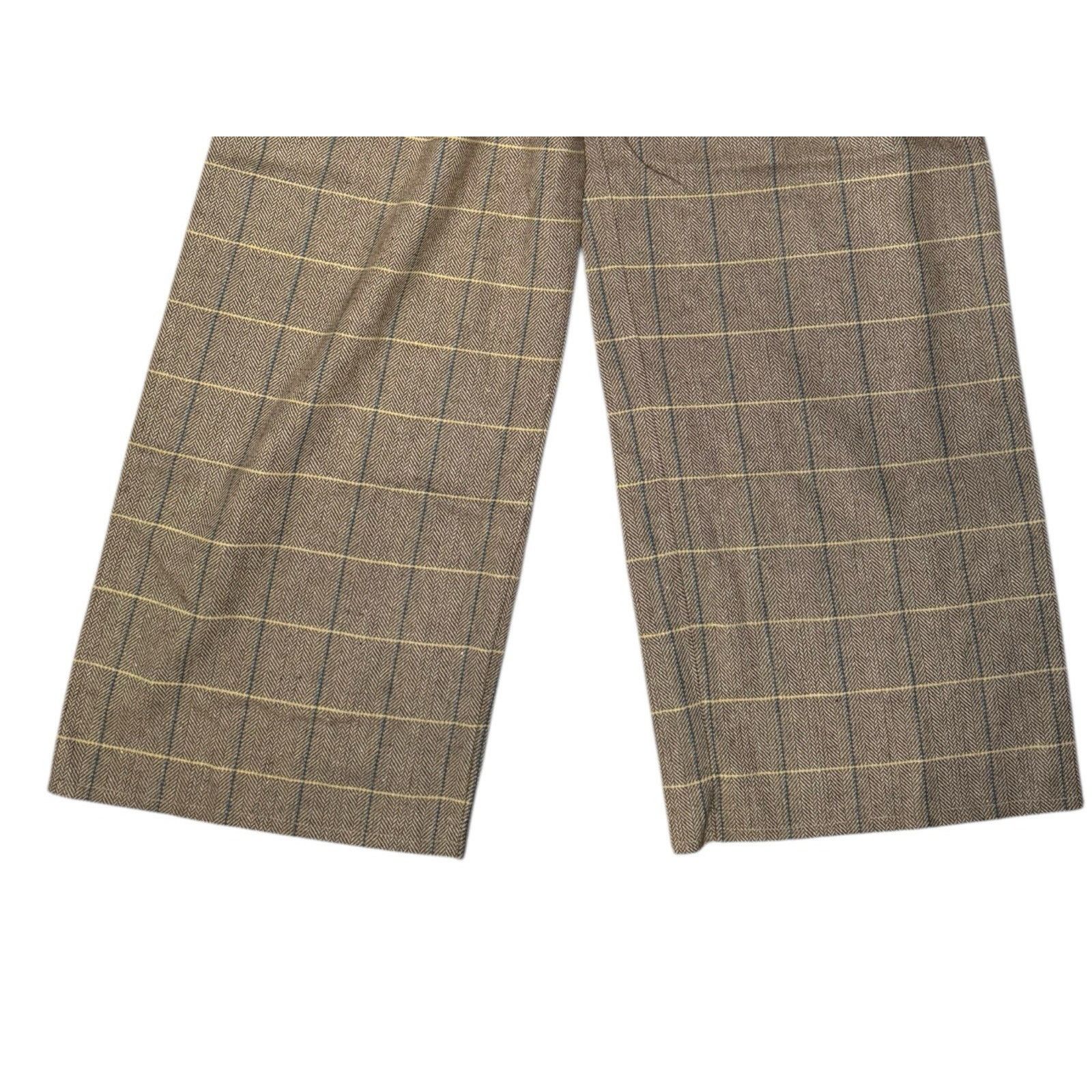 Other Weili Zheng NEW Wide Leg Trousers Check Herringbone Tan Size 26" / US 2 / IT 38 - 3 Thumbnail
