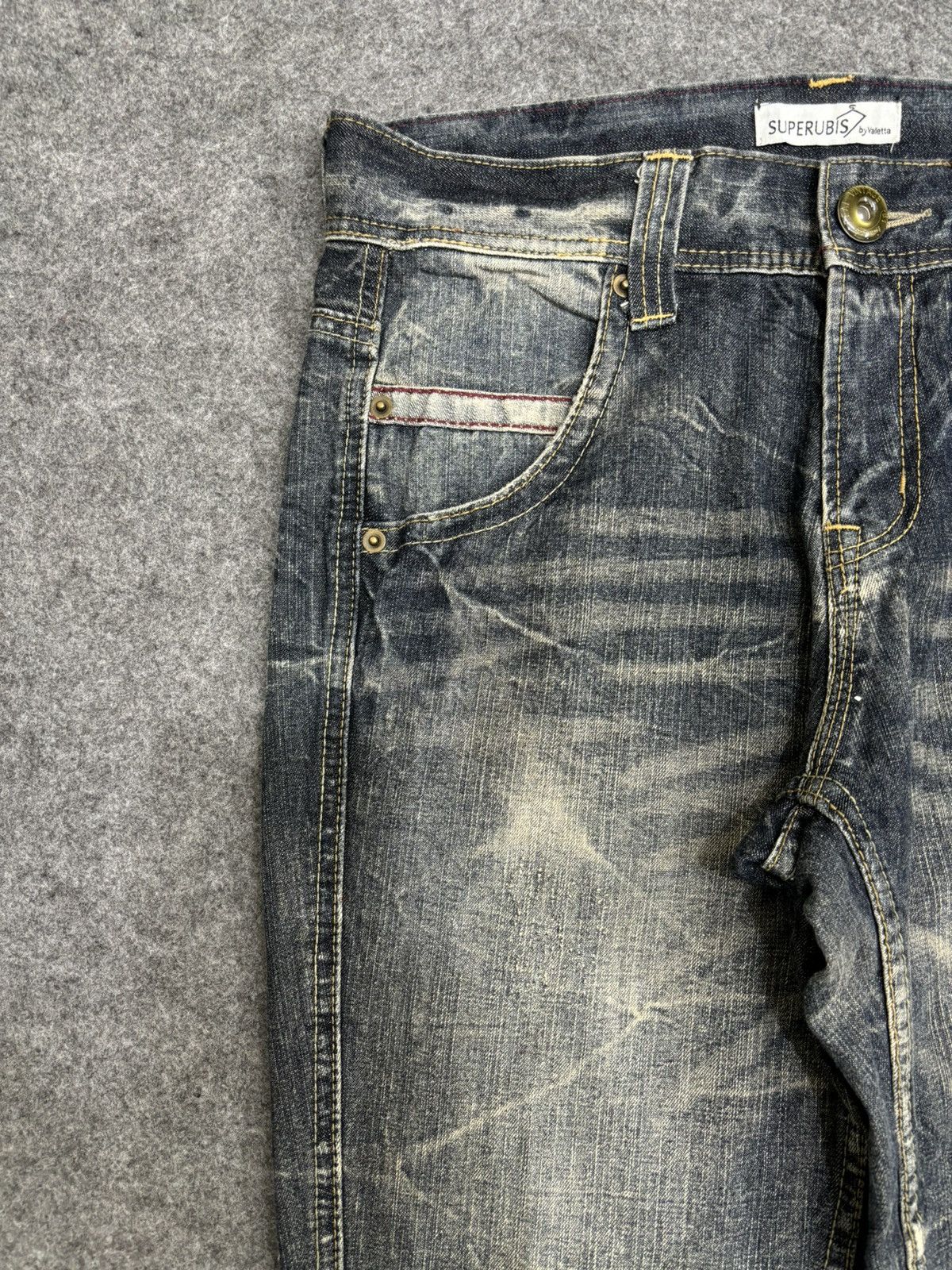Japanese Brand × Seditionaries 💥Insane 90s Style💥Superubis Valetta Cracked Fades Denim F499 Size US 32 / EU 48 - 5 Thumbnail