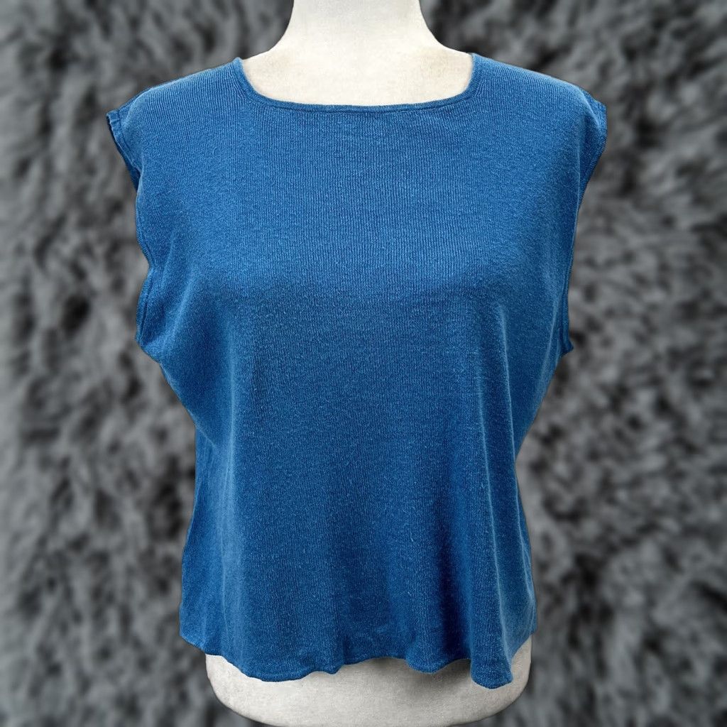 Vintage VINTAGE Chicos Linen Blend Knit Sleeveless Shirt Top Womens XL Blue Boxy Tank 90s Minimalist Casual Travel Size XL / US 12-14 / IT 48-50 - 1 Thumbnail