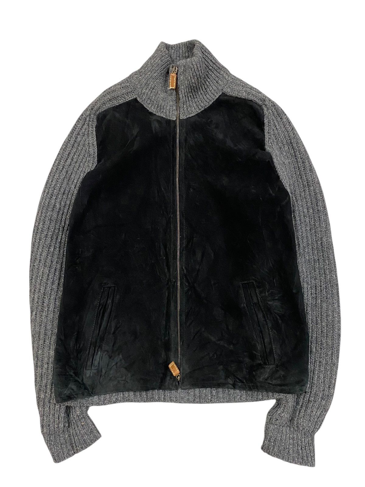 Vintage Vintage Brenire Suede Knit Wool Riri Zip Jacket Scotland Size US M / EU 48-50 / 2 - 1 Thumbnail
