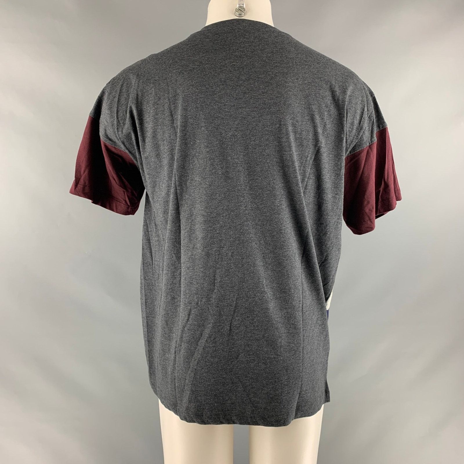 Valentino VALENTINO Grey Multi-Color Color Block Cotton Crew-Neck Size US M / EU 48-50 / 2 - 3 Thumbnail