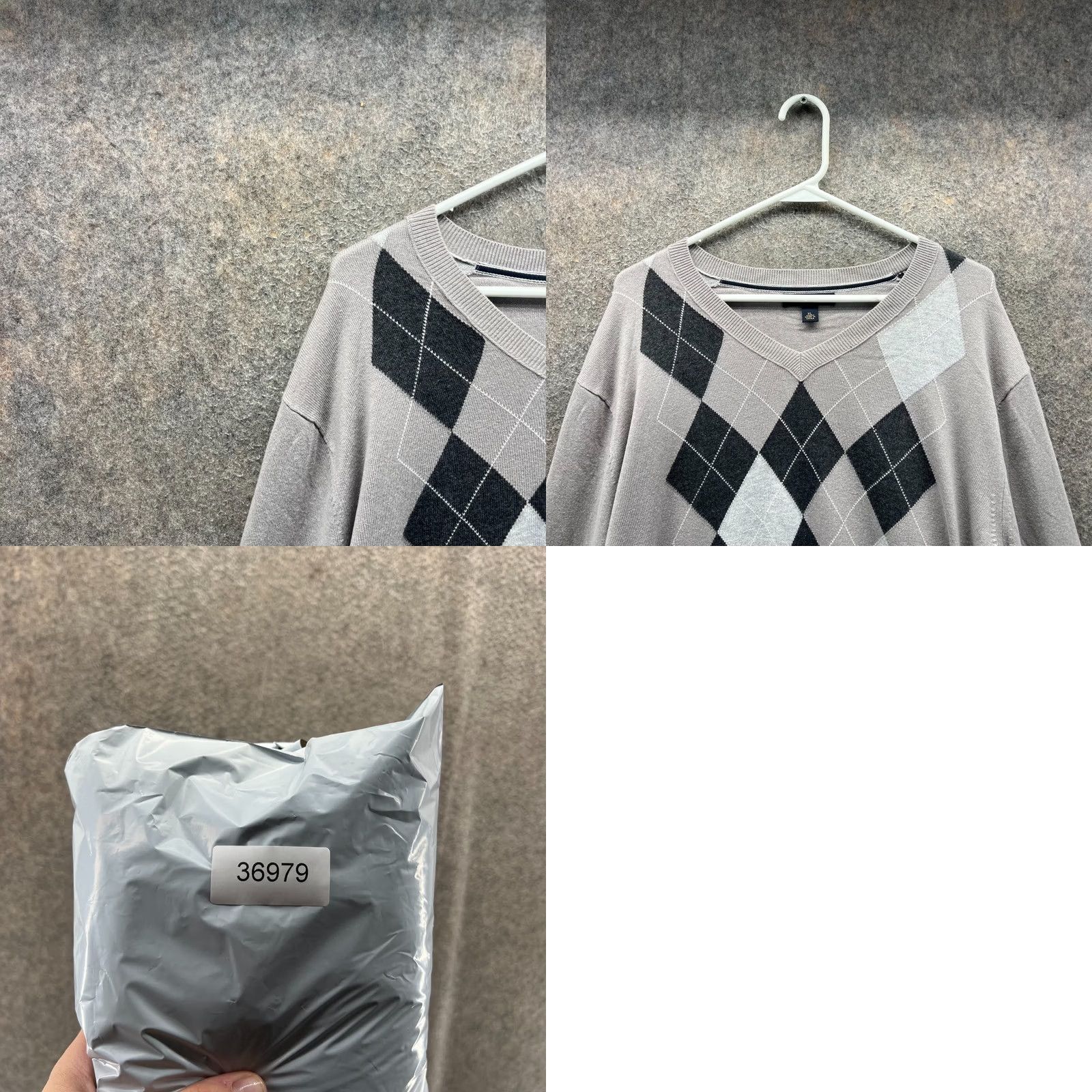 Banana Republic Banana Republic Sweater XL Gray Argyle Cotton Knit Pullover V-Neck Mens Size US XL / EU 56 / 4 - 8 Thumbnail