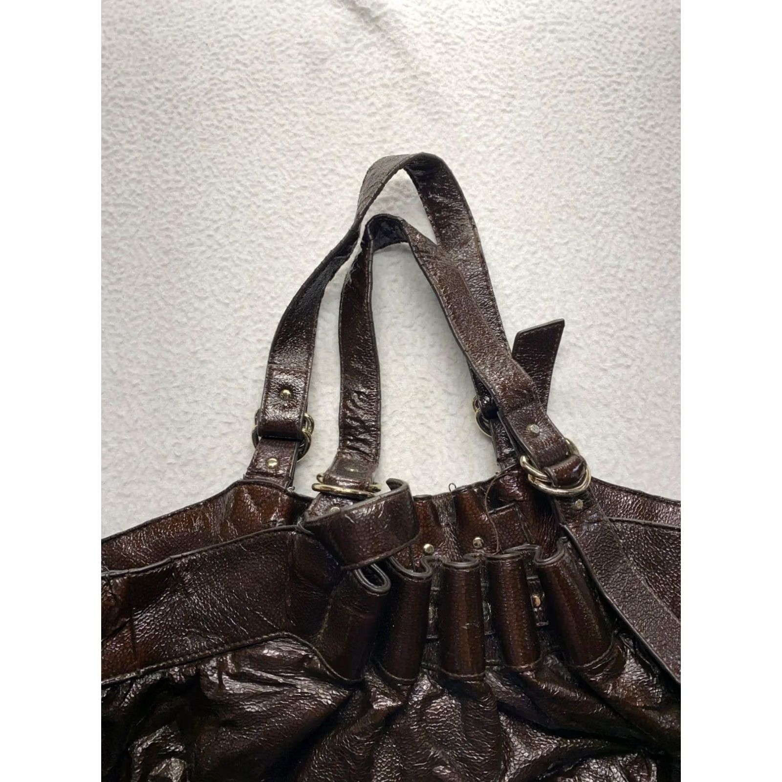 Loeffler Randall Loeffler Randall Tote Bag Brown with Dual Handles & Ruffle Detail Womens Bags Size ONE SIZE - 4 Thumbnail