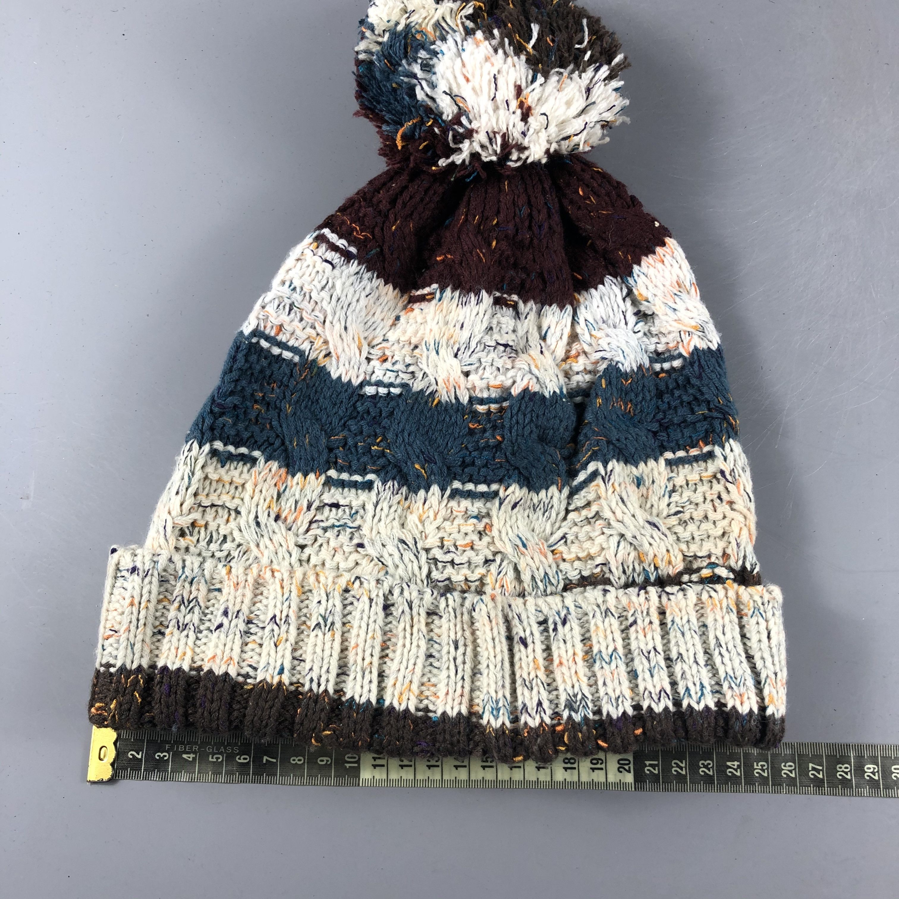 Japanese Brand × Vintage Cable Knit Stripe Beanie Snow Hat Snow Cap -D071 Size ONE SIZE - 3 Thumbnail