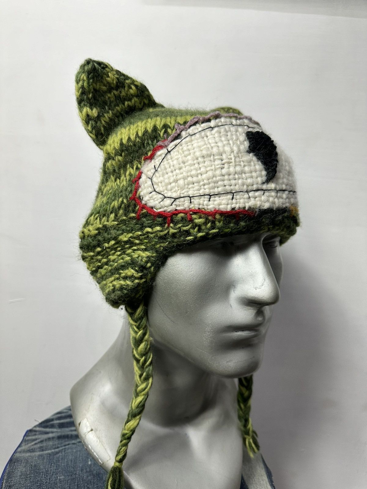 Handmade Custom Made Art Knitted Eye Devil Horn Beanie Hats Size ONE SIZE - 3 Thumbnail