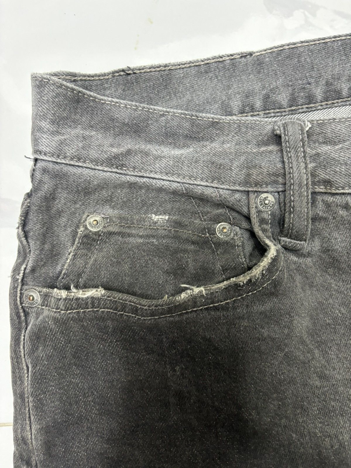 Allsaints 🔥ALLSAINTS WAXED BLACK DISTRESSED DENIM JEANS Size US 32 / EU 48 - 7 Thumbnail