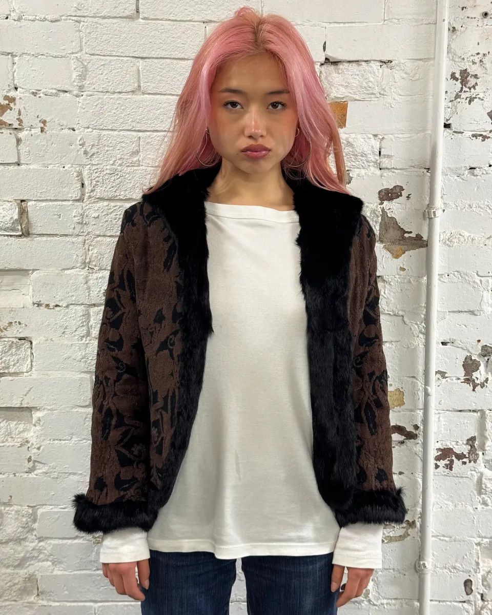 Roberto Cavalli 2000s Roberto Cavalli Reversible Black Fur Puffer & Ornament Brown Jacket Size S / US 4 / IT 40 - 3 Thumbnail