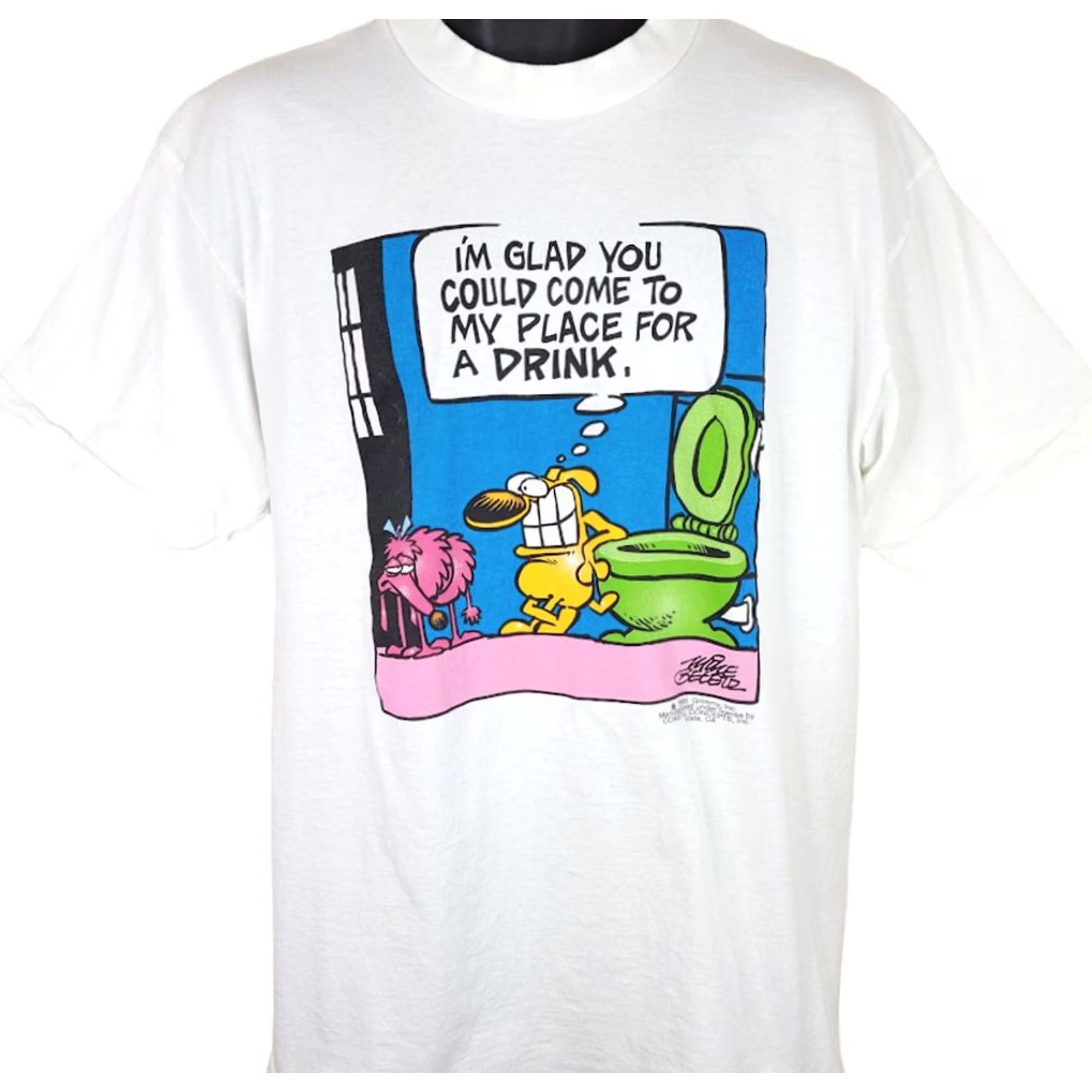 MOTHER VINTAGE Grimmy Cartoon T Shirt Mens Large Drink Mother Goose Grimm USA Casual Concepts Shirt White Cotton Short Sleeve Crew Neck Holiday 90s Men Size US L / EU 52-54 / 3 - 2 Thumbnail
