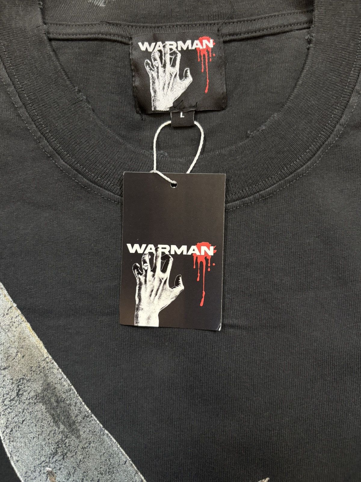 Vintage WARMAN WEEPING ANGEL GRAPHIC TEE, WASHED BLACK Size US L / EU 52-54 / 3 - 8 Thumbnail