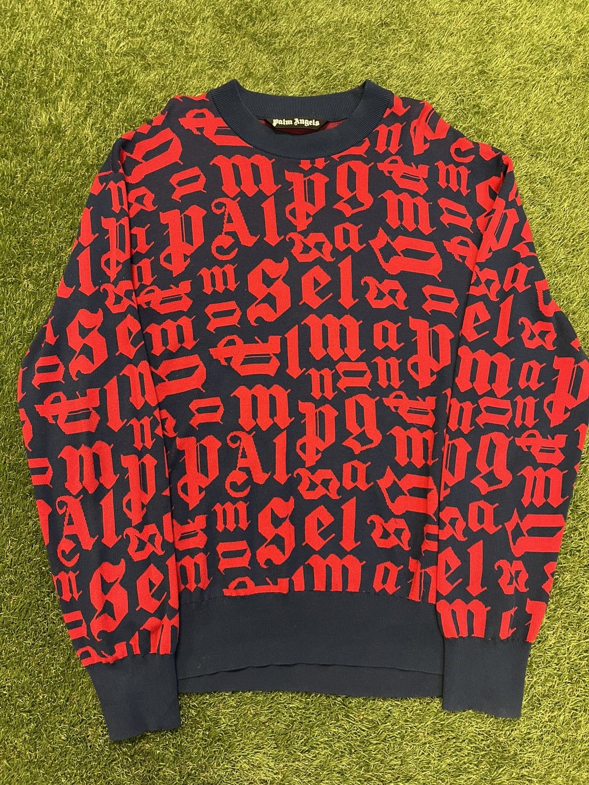 Palm Angels Size XXL - Palm Angels Monogram Crewneck Red/Blue Size US XXL / EU 58 / 5 - 1 Thumbnail