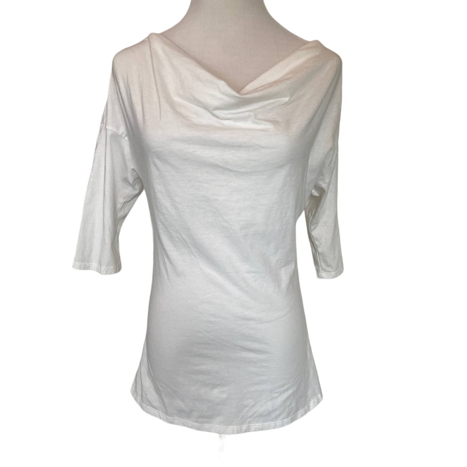 Cherokee Women's S Cherokee 3/4 Sleeve White Boatneck Cowl Blouse Top Size S / US 4 / IT 40 - 4 Thumbnail