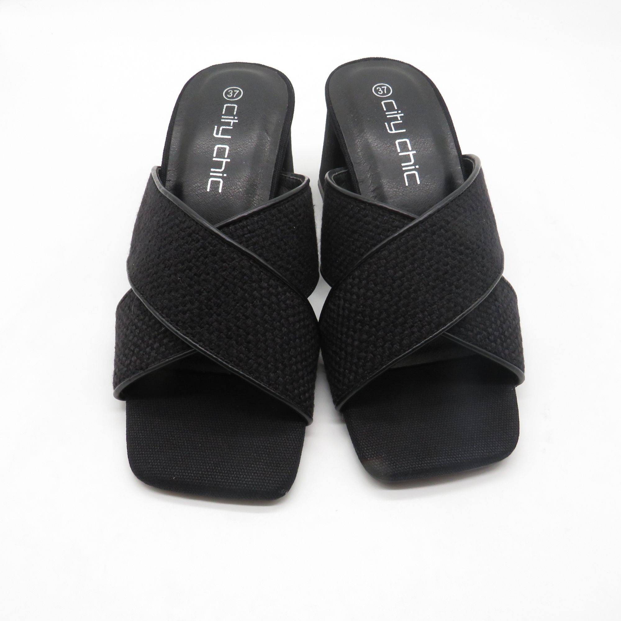 Other City Chic Women’s Black Heeled Slide Sandals With Cross-Stra Size US 6 / IT 36 - 2 Thumbnail