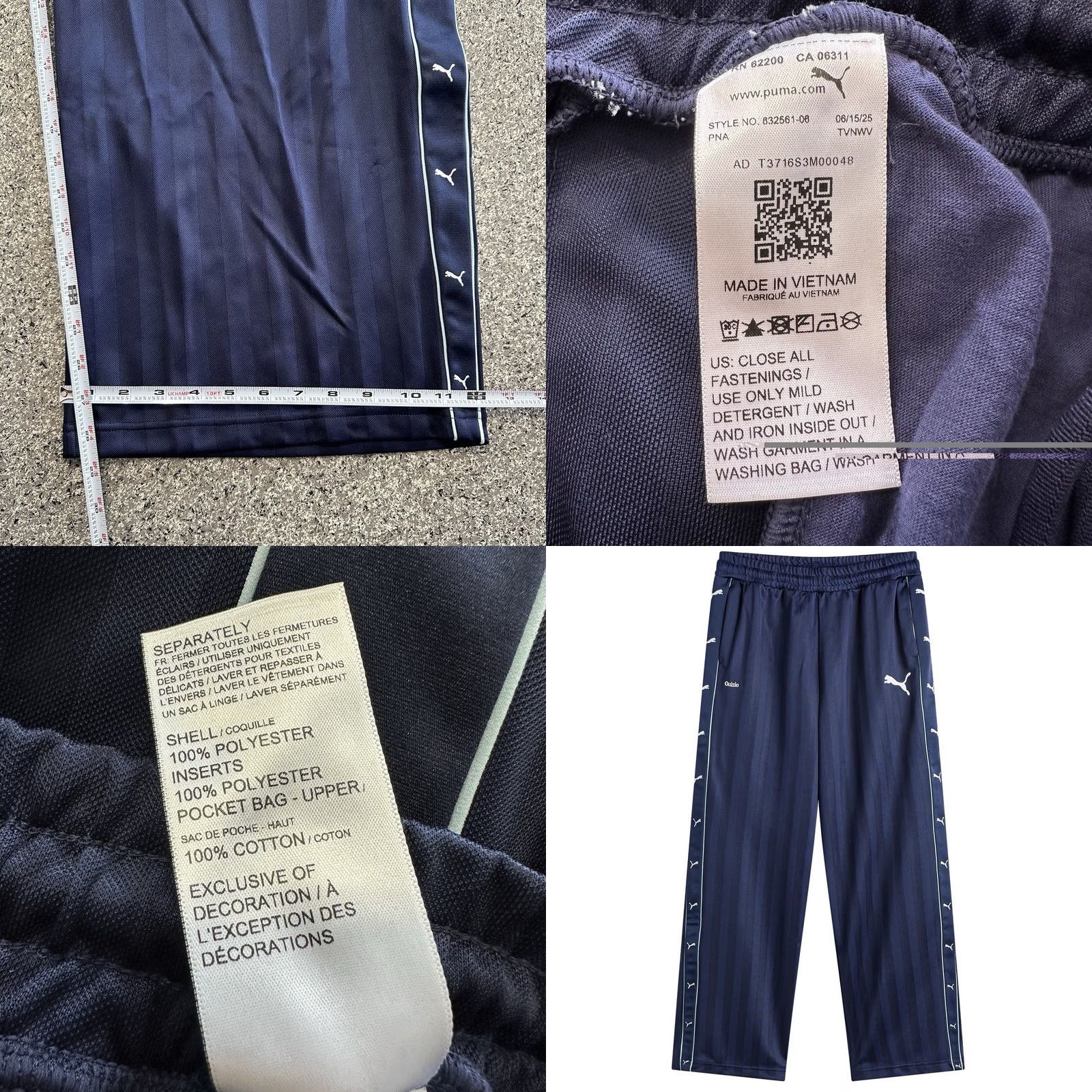 Puma PUMA Guizio T7 Track Pants Womens XL Navy Blue Wide-Leg Sweatpants Size 40" / US 18 - 8 Thumbnail