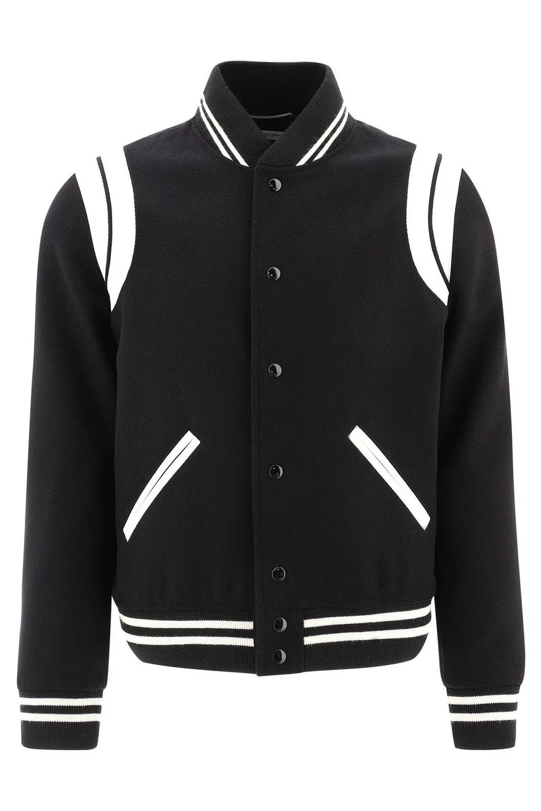 Saint Laurent Paris Teddy Jacket wool bomber in black/white Size US XL / EU 56 / 4 - 1 Thumbnail