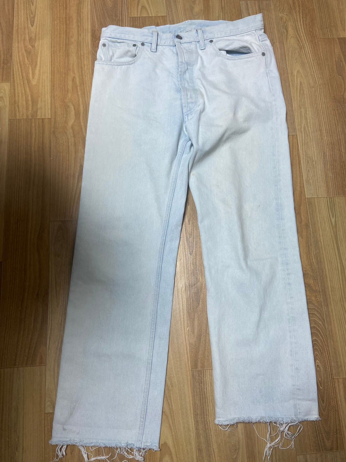 Pre-owned Maison Margiela 30  Raw Hem Washed Denim Pants Jeans In White