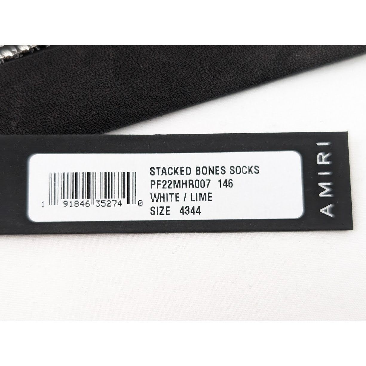 Amiri o1rshd1 Q: 2/Size: 43-44 / Stacked Bones Socks in White/Lime Size ONE SIZE - 11 Thumbnail
