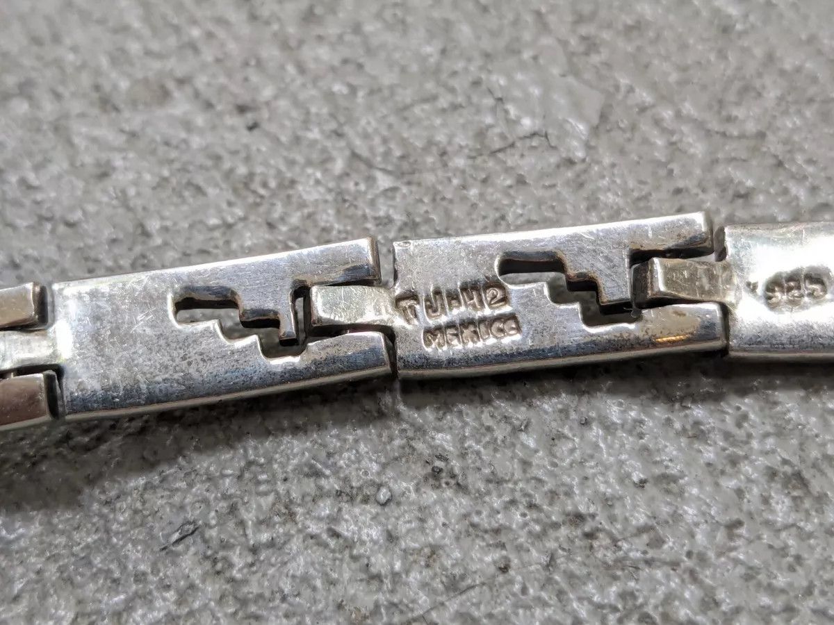 Jewelry Stainless Steel Bracelet Taxco Mexico Rectangle Panel Size ONE SIZE - 15 Thumbnail