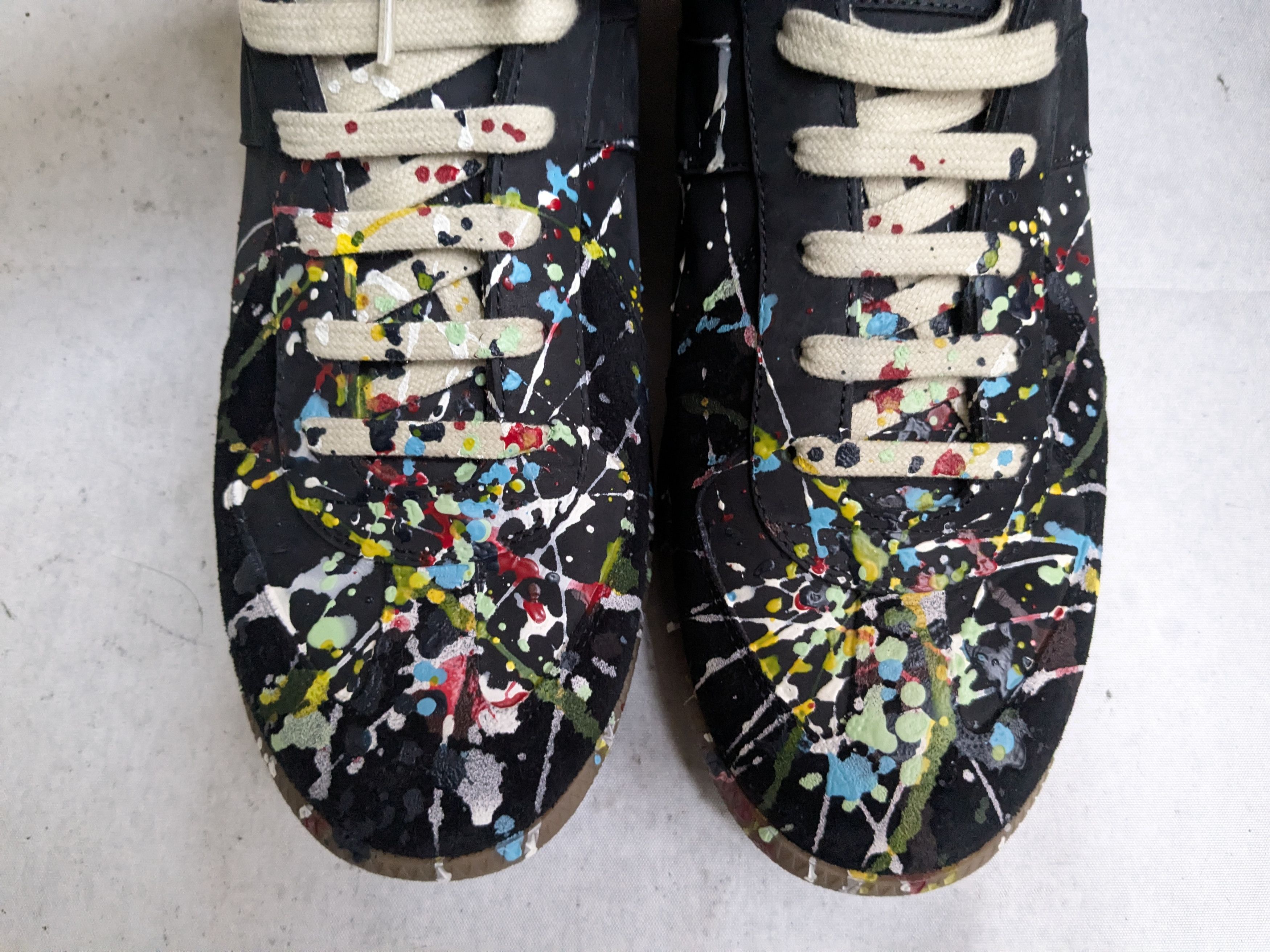 Maison Margiela Maison Margiela GAT Replica Black Paint Splatter 12 45 Low Size US 12 / EU 45 - 3 Thumbnail