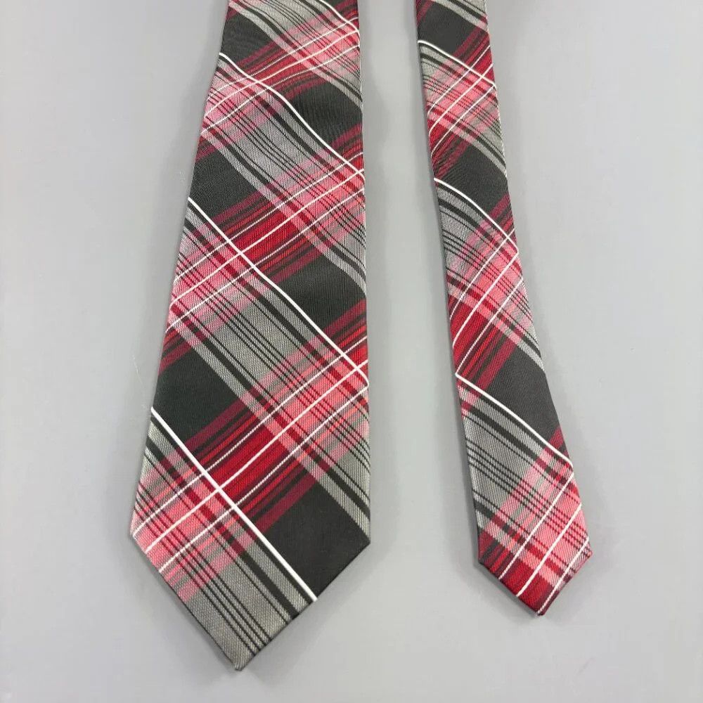 Bergamo New York Bergamo New York Red / Black Plaid Men's Tie 3 1/4" x 60" Size ONE SIZE - 2 Thumbnail