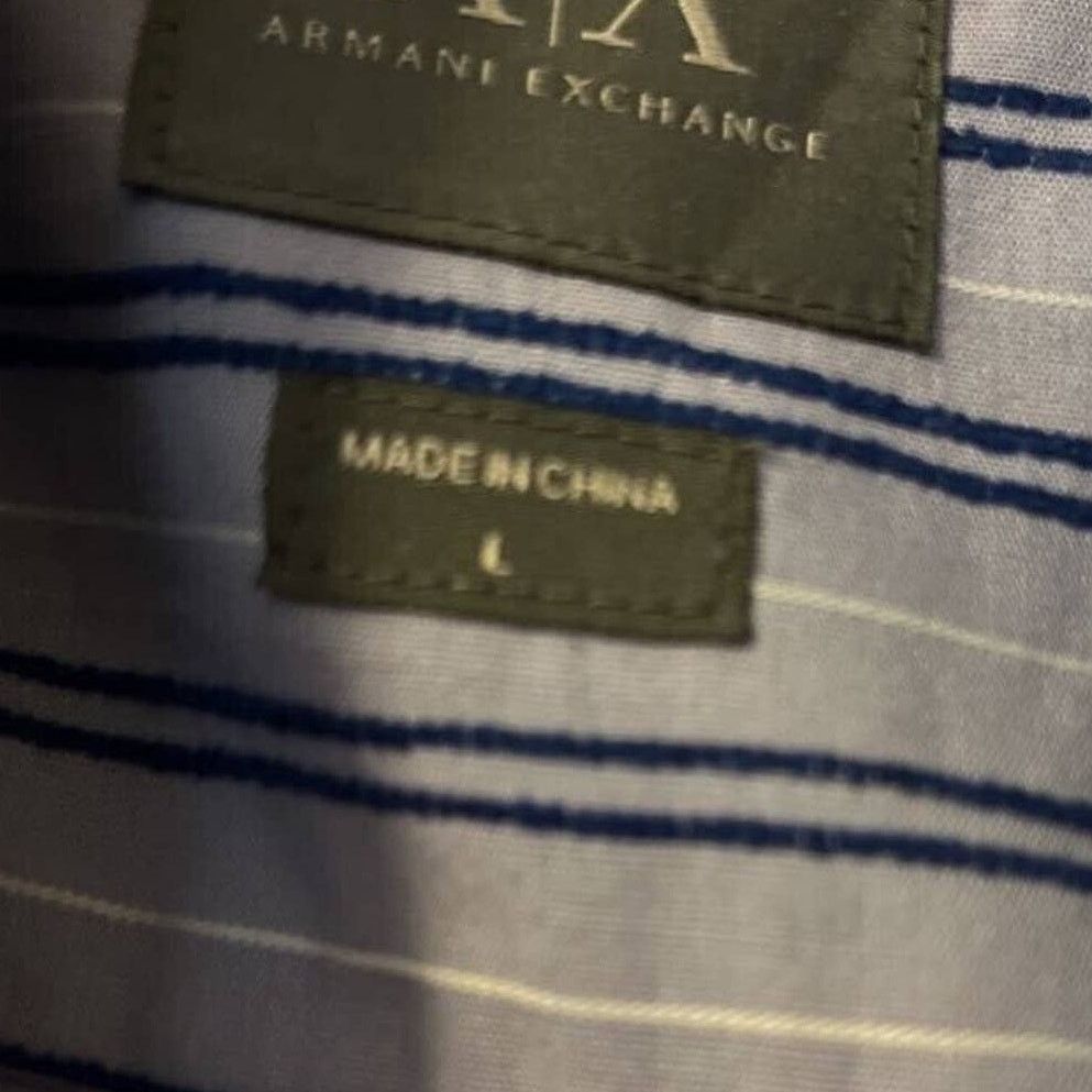 Armani Exchange Armani Exchange Button down Blue White Stripe Long Sleeve Size US L / EU 52-54 / 3 - 6 Thumbnail