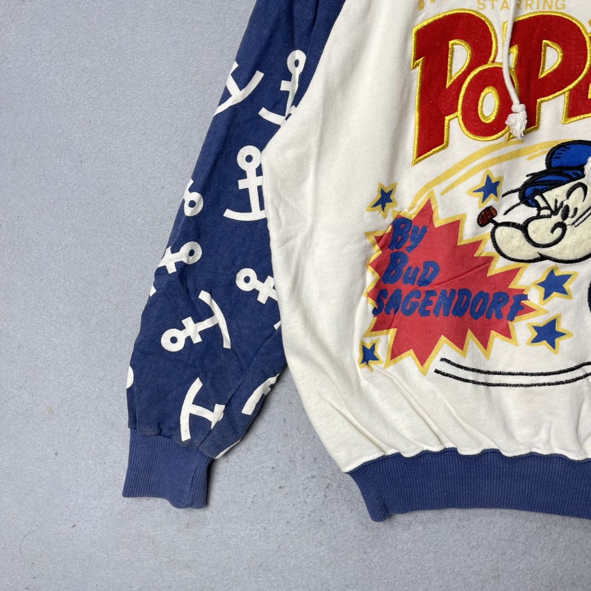 Vintage Vintage Popeye Nautical Patchwork Hoodie Size US M / EU 48-50 / 2 - 6 Thumbnail