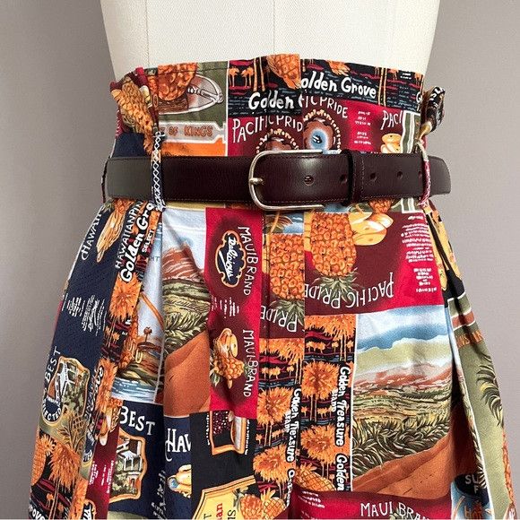 Handmade Handmade Hawaiian Pineapple Print Paperbag Shorts - Medium Size 30" / US 8 / IT 44 - 2 Thumbnail