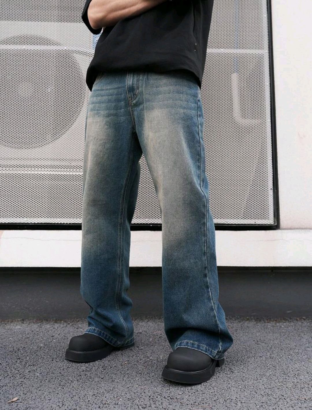 Japanese Brand × Jean Straight Leg Distressed Wash Blue Jeans sh Size US 35 - 5 Thumbnail