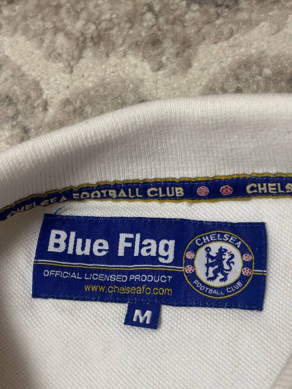 Vintage Chelsea FC polo shirt – white, casual t-shirt with blue flag Size US M / EU 48-50 / 2 - 5 Thumbnail