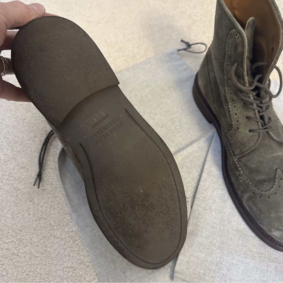 Brunello Cucinelli Brunello Cucinelli olive green suede boots sz45/12US! Size US 12 / EU 45 - 7 Thumbnail