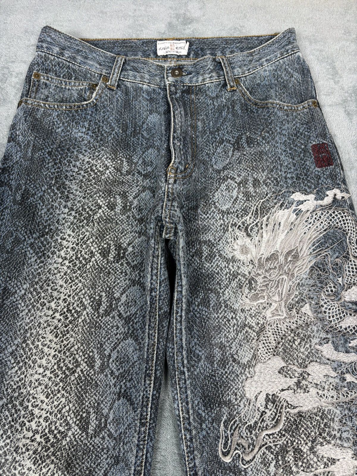 Karakuri Tamashii Karakuri Tamashi Snake Skin Denim Motif Dragon S0230 Size US 30 / EU 46 - 4 Thumbnail