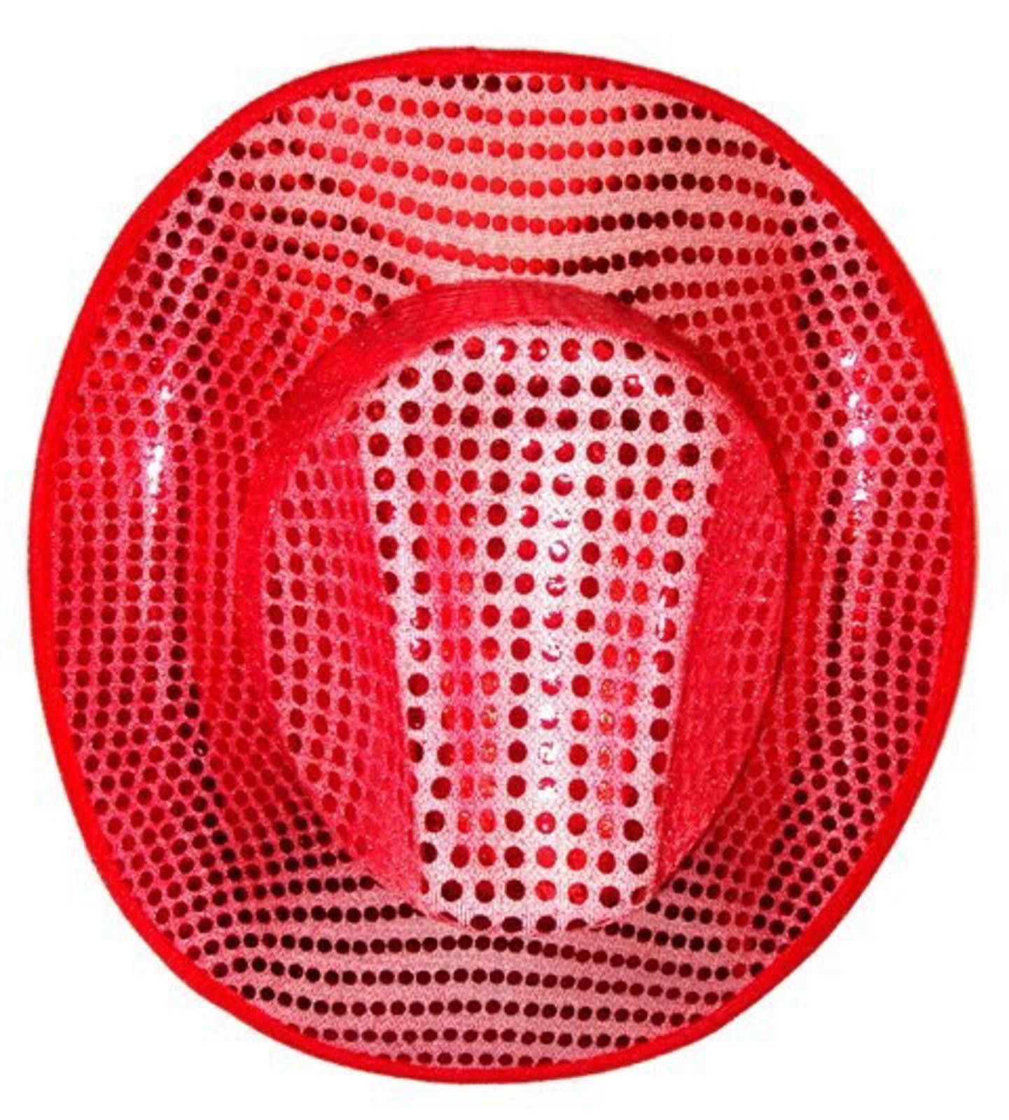 Designer Sequin Fabric Cowboy/Cowgirl Hat RED Size ONE SIZE - 1 Preview