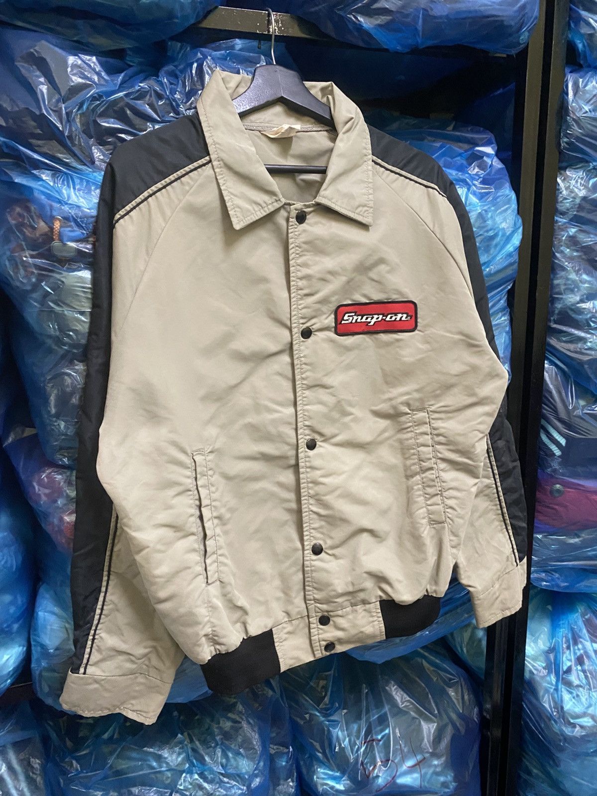 Vintage Vintage Snap-on Racing Style Beige and Black Nylon Jacket Size US L / EU 52-54 / 3 - 3 Thumbnail