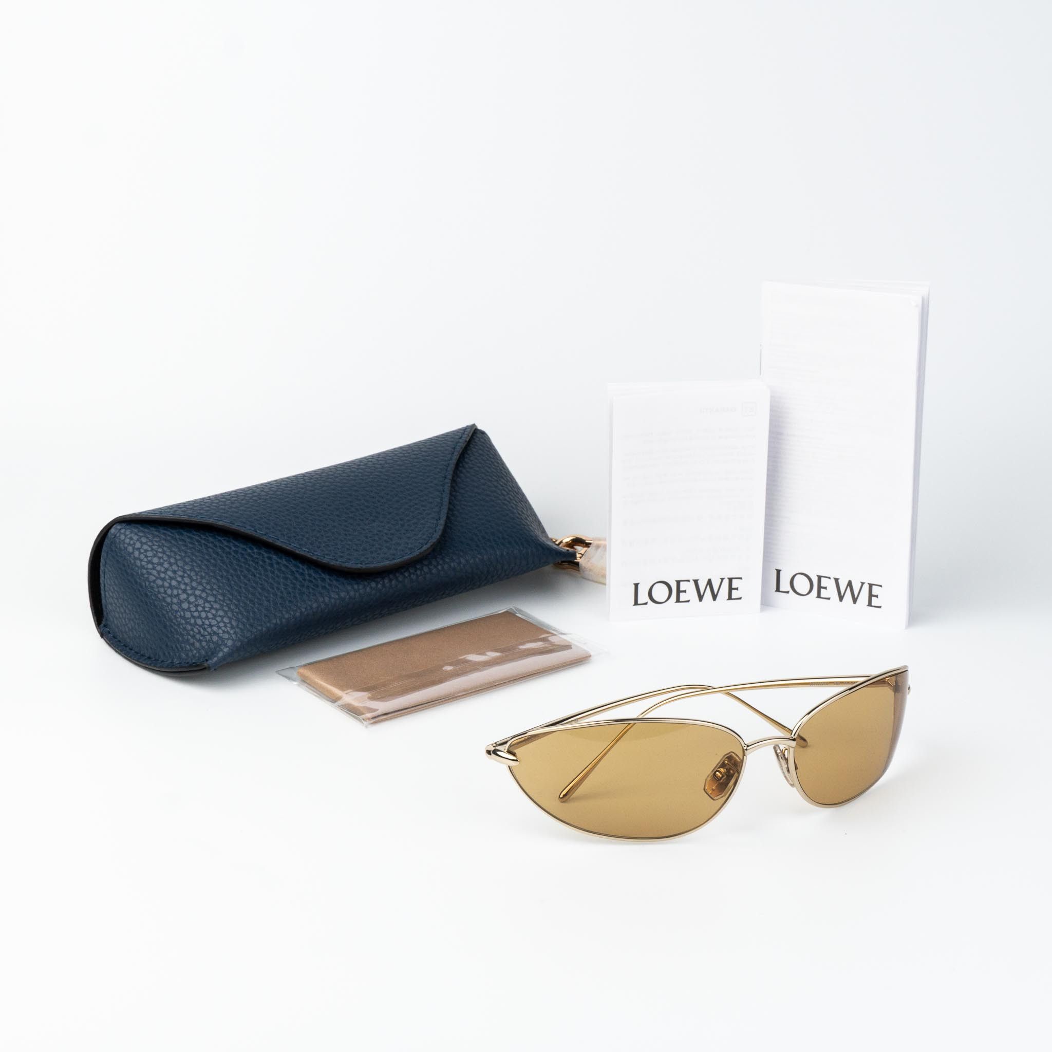 Loewe LW40164U 32E Wraparound Sunglasses Gold Frame Brown Lenses Loewe Women Sunglasses Wraparound LW40164U 32E NEW AUTHENTIC  main image 3